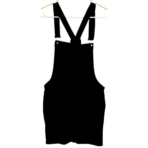Forever 21 Black Jean Overall Bib Shortall Denim Dress Size Small - Picture 2 of 6